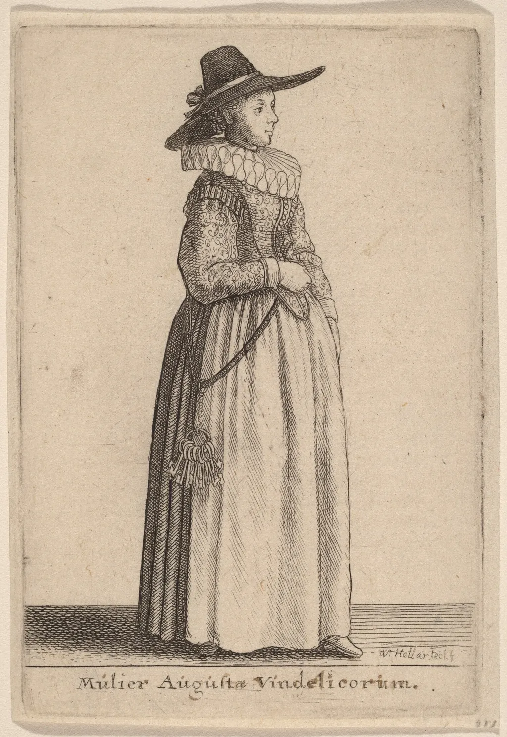 Mulier Augustae Vindelicorum, by Wenceslaus Hollar, ink, 1647