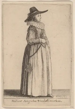 Mulier Augustae Vindelicorum, by Wenceslaus Hollar, ink, 1647