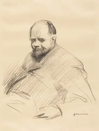 Portrait d'Ambroise Vollard (Portrait of Ambroise Vollard), by Jean-Louis Forain, ink, 1910