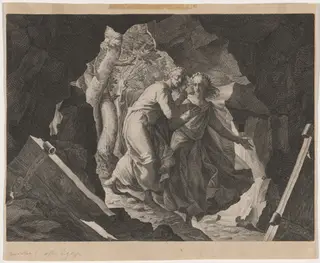 Dante and Virgil in Hell, by Aegidius Sadeler II, ink, 1608