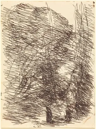 Dreamer under Tall Trees (Le Reveur sous les grands arbres), by Jean Baptiste Camille Corot, 1874