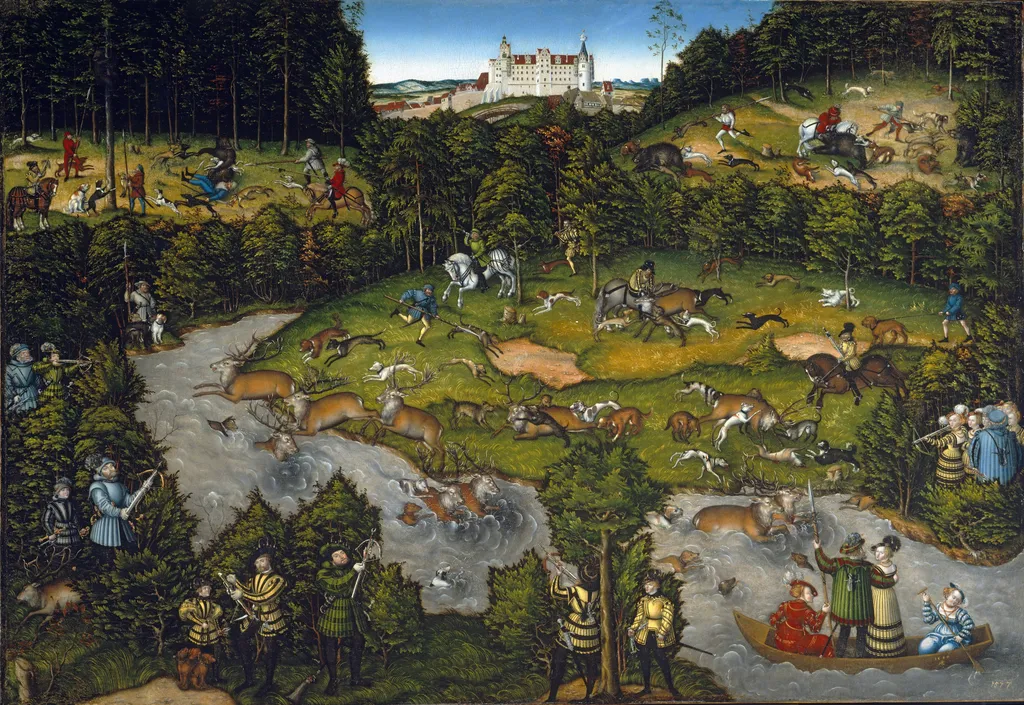 Hunting near Hartenfels Castle, by Lucas Cranach the Elder, oil, 1540