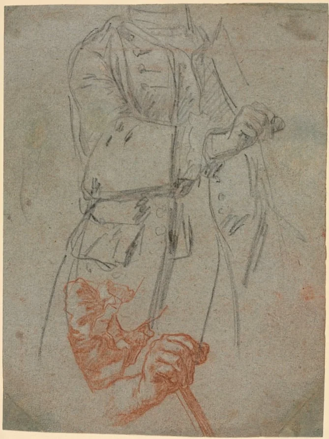 Studies of a Costume, Sleeve, and Hand, detail