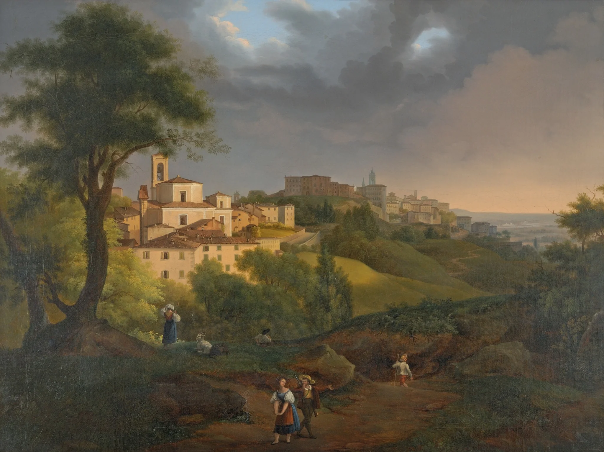 Ansicht des Borgo, Canale in Bergamo, detail