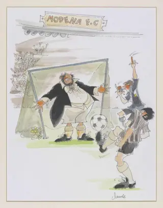 Caricature drawing of Luciano Pavarotti, by Claude Monet