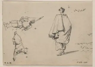 A Chinese porter, a priest and a dog, by George Chinnery, 19