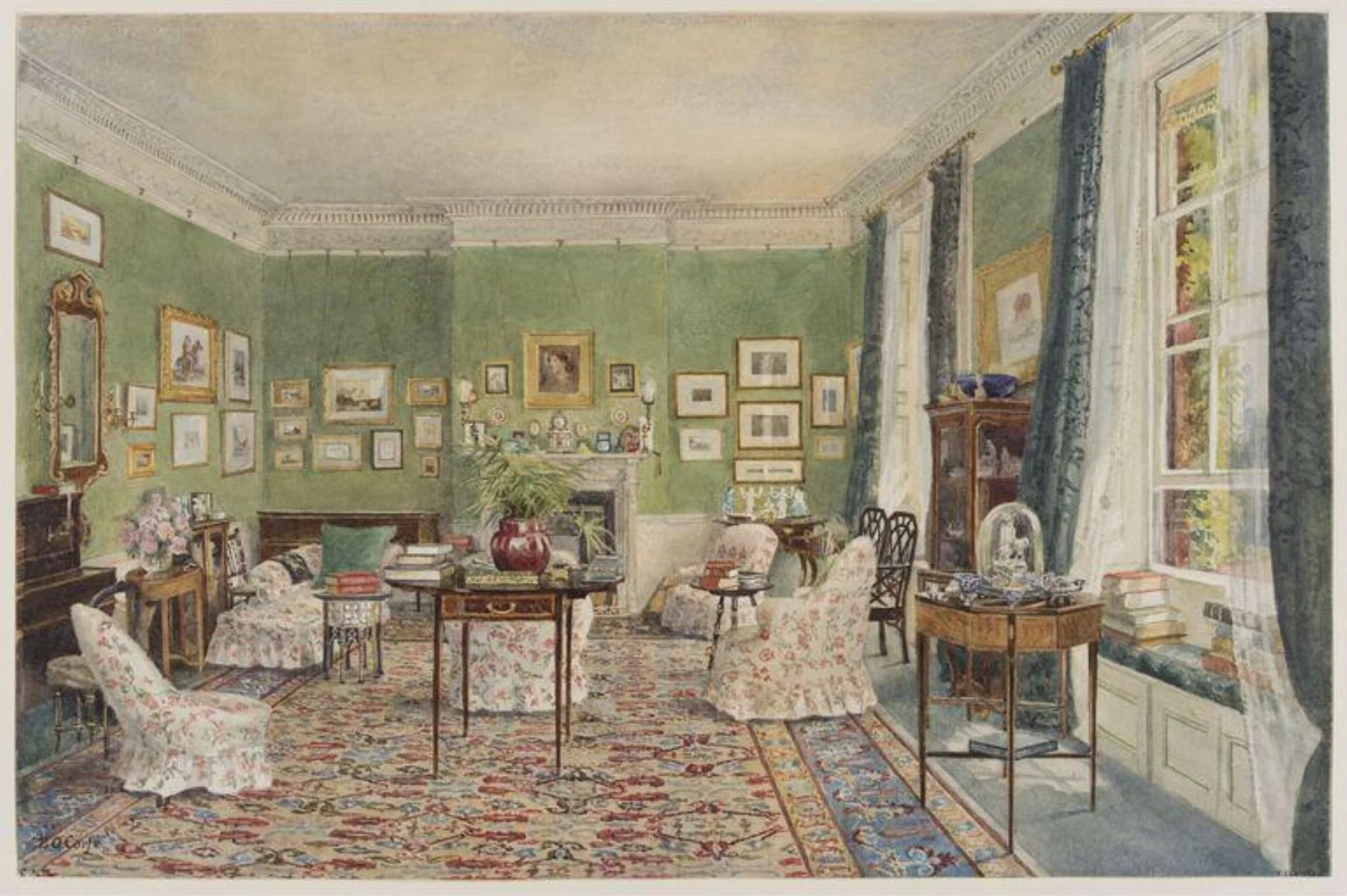 The Drawing room at 3, The Close, Winchester, detail