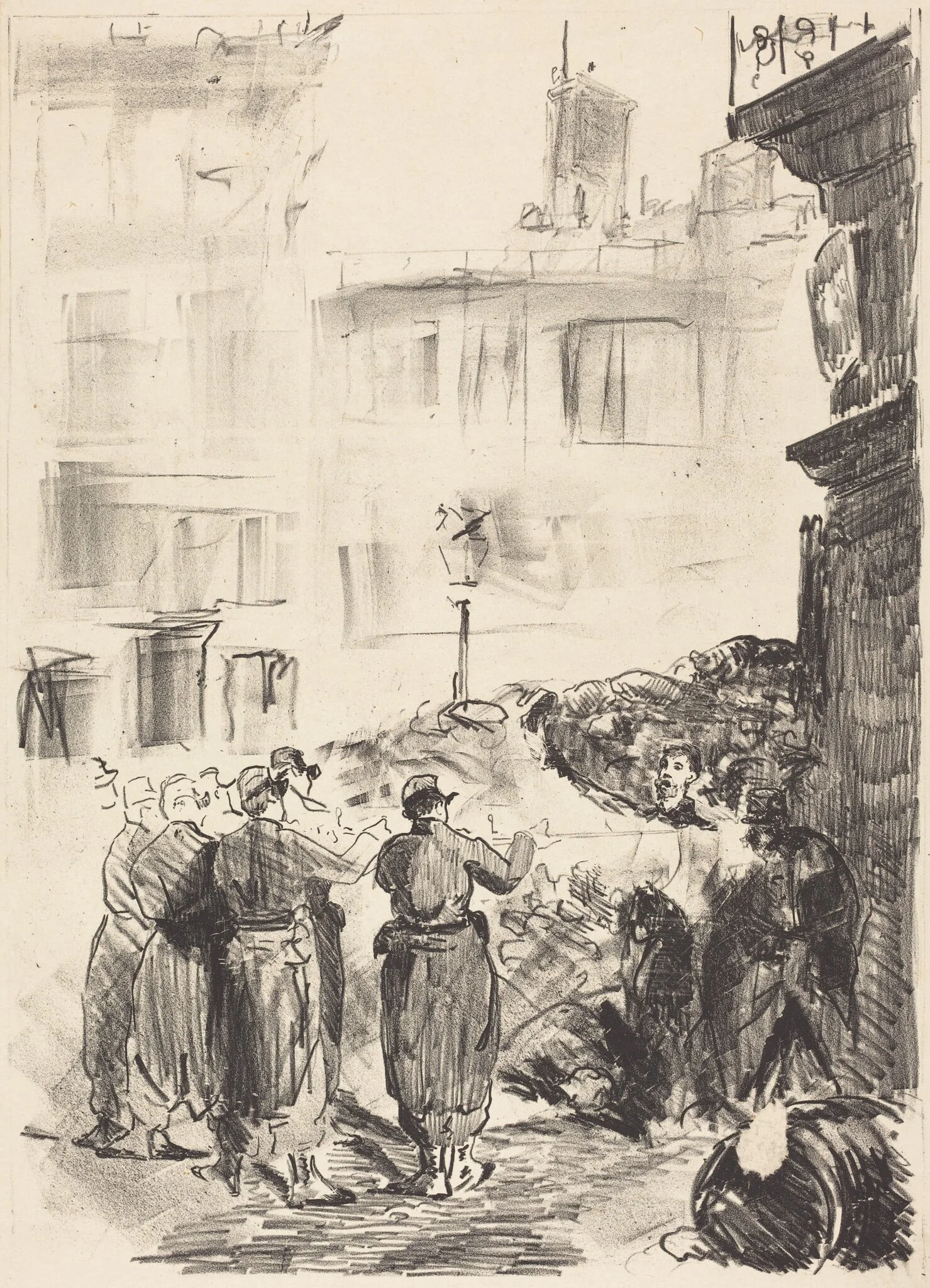 The Barricade (La barricade), detail