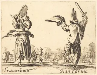 Fracischina and Gian Farina, by Jacques Callot, ink, 1622