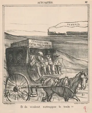 Et ils veulent rattraper le train!!!, by Honoré Daumier, ink, 1870