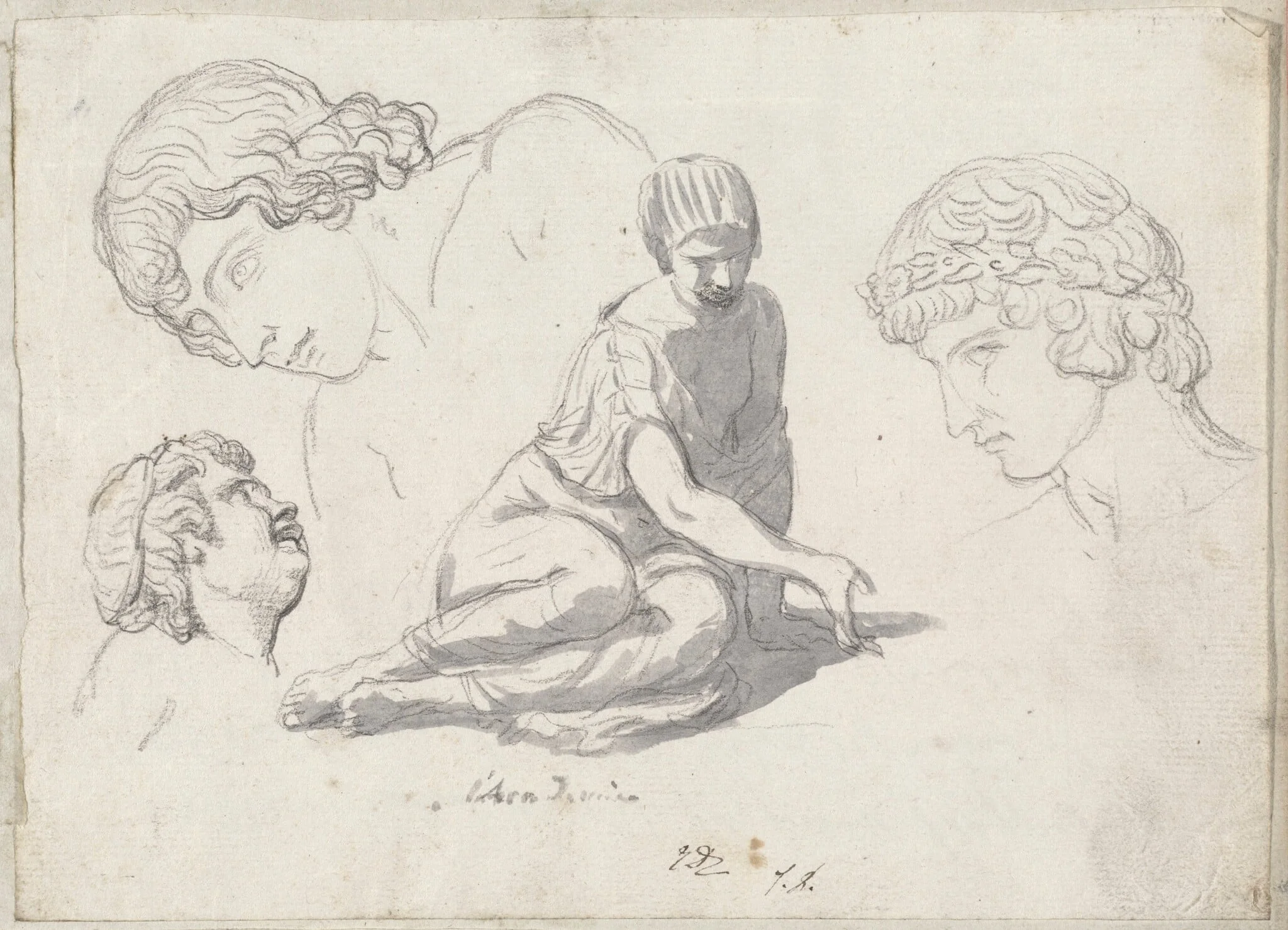 Dice-Thrower and Other Studies after Ancient Sculptures, detail