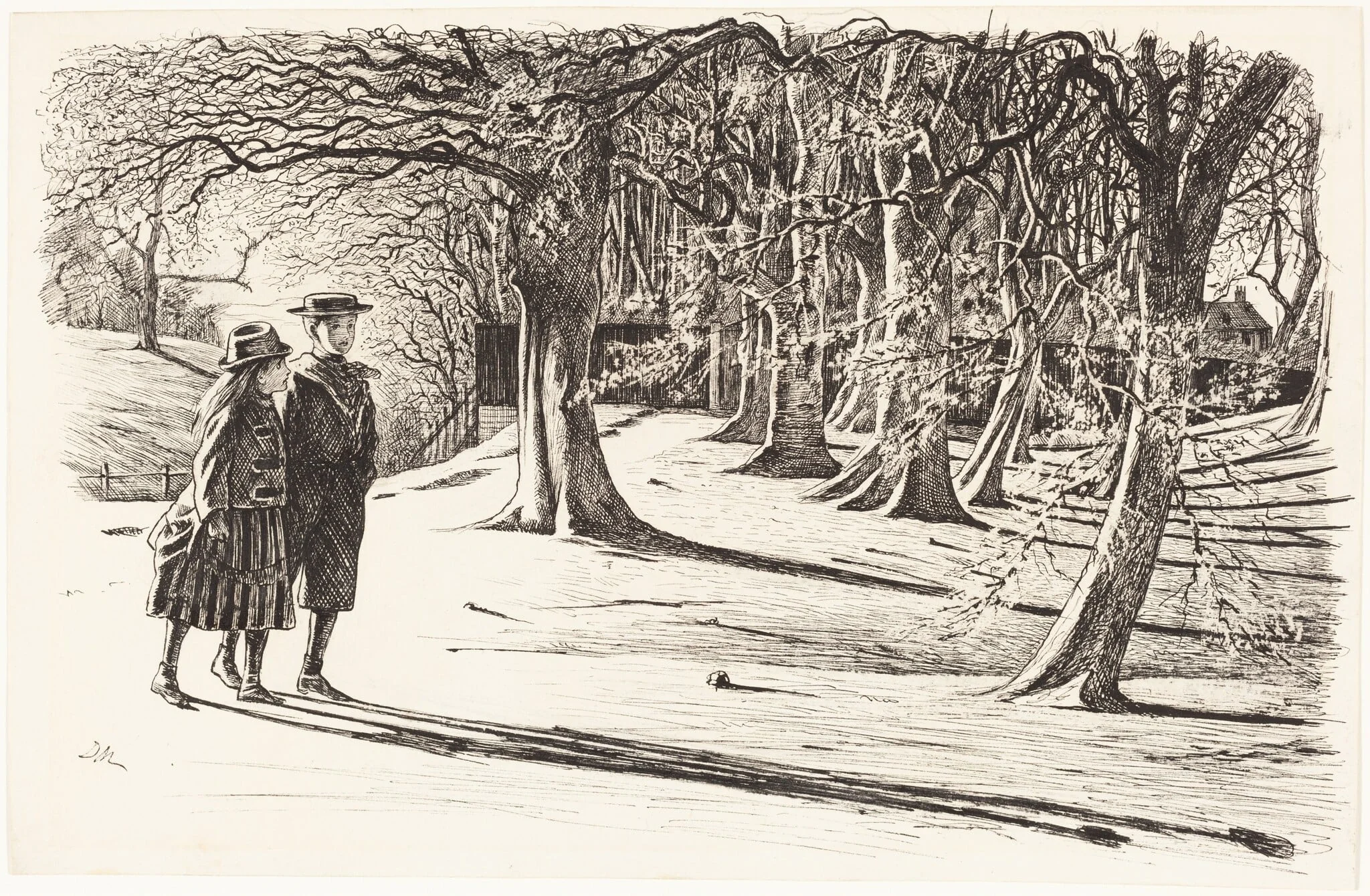 Two Children in the Snow, detail