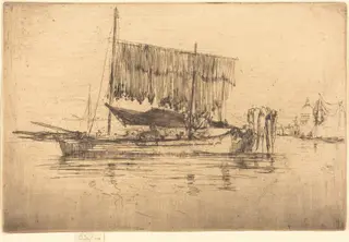 Fishing-Boat, by James McNeill Whistler, ink, 1880