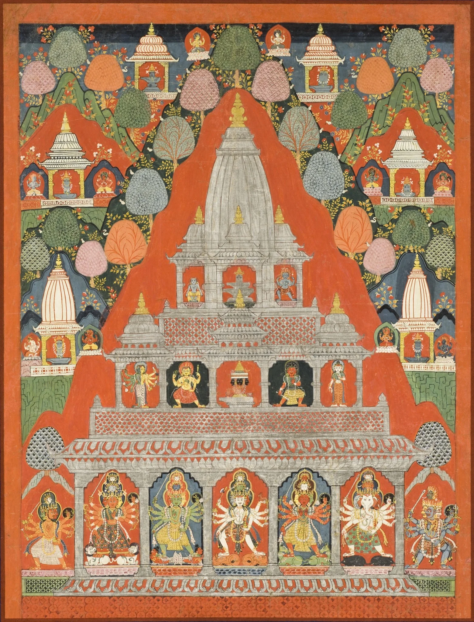 Shaiva Shrines in a Landscape, detail