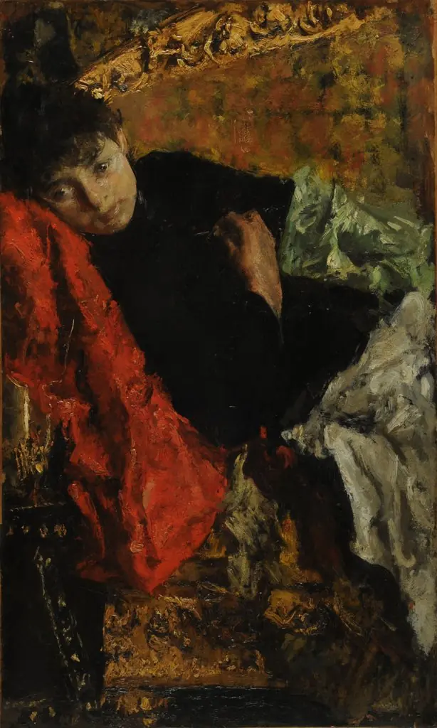 Pensive, by Antonio Mancini, oil, 1896