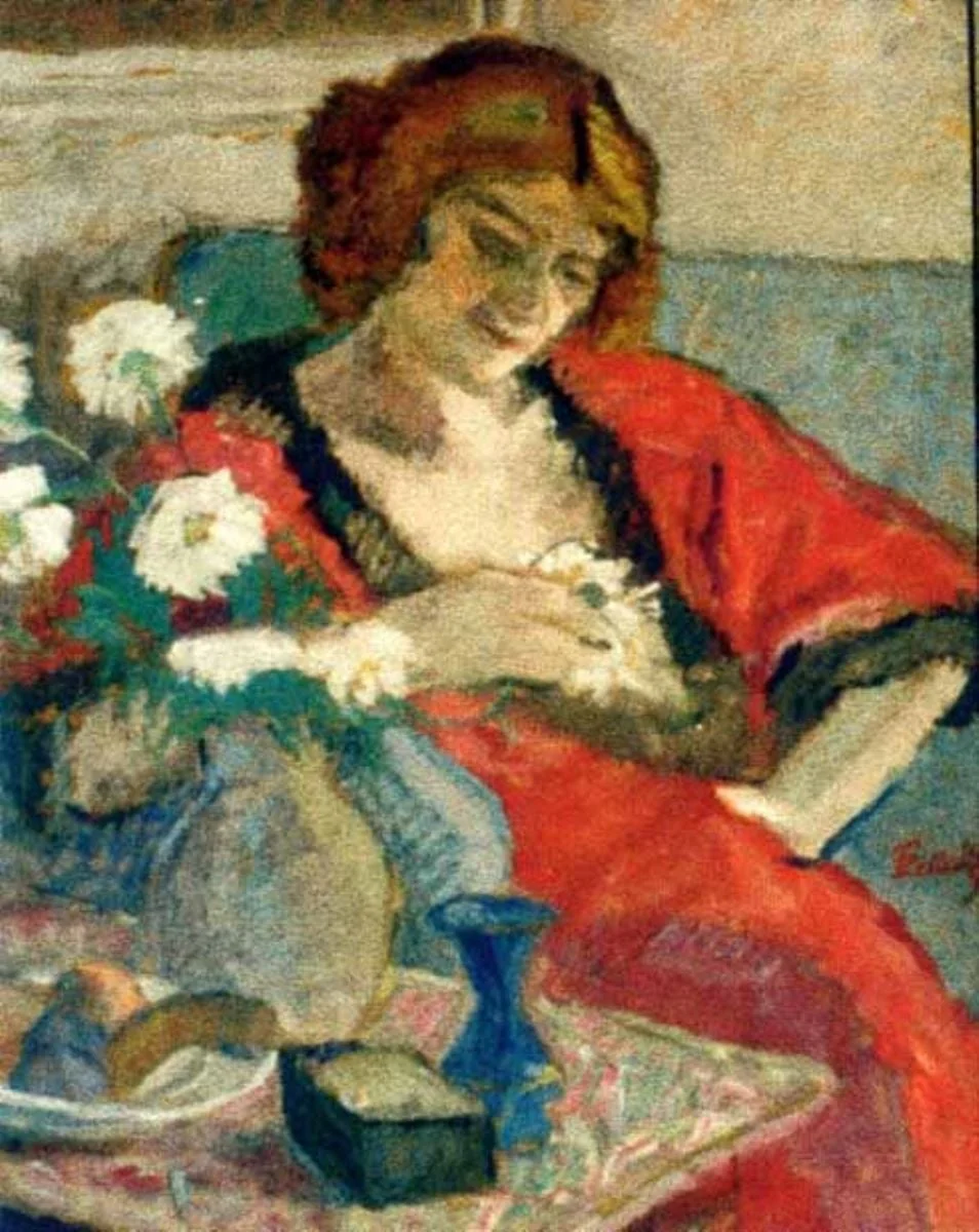 Femeie în roșu, detail