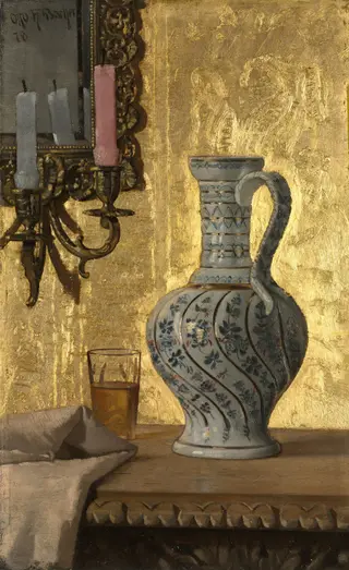 Pitcher and a Glass on a Table, by Otto H. Bacher, unspecified, 1890