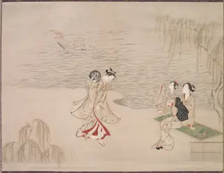 Beauties at the Seashore, by Ippitsusai Bunchō, unspecified, 1788