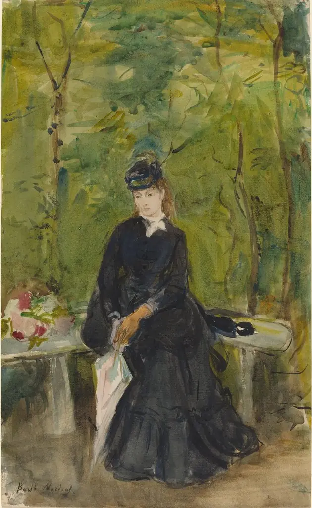 The Artist's Sister Edma Seated in a Park, by Berthe Morisot, watercolor, 1864