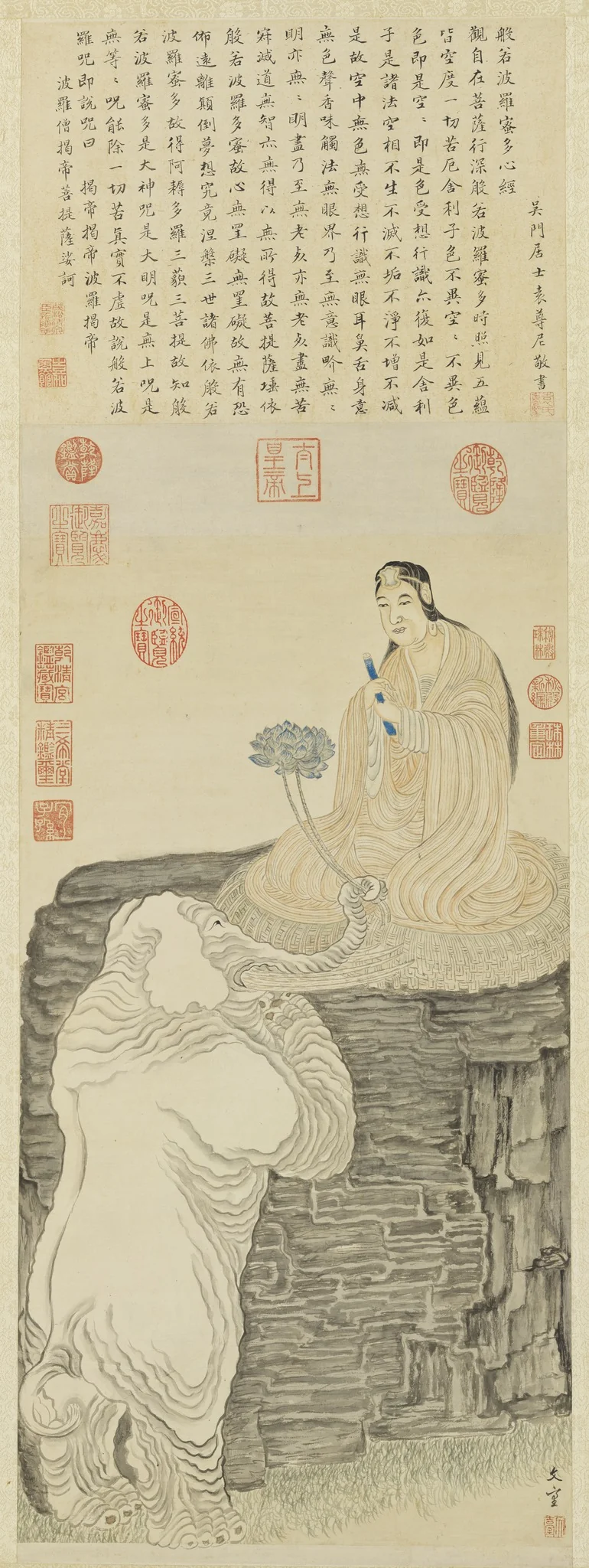 An Elephant Making an Offering to a Bodhisattva, detail