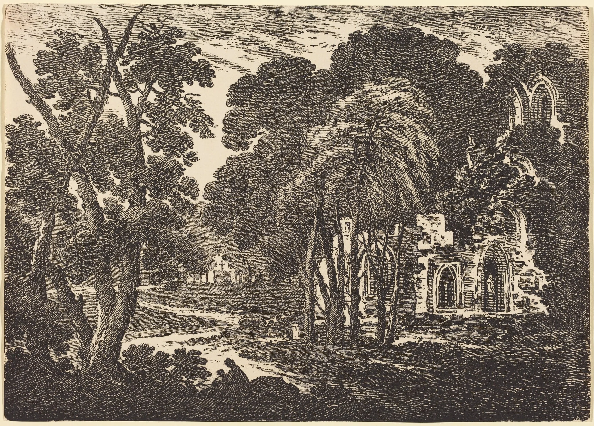 Ruined Abbey among Trees, detail
