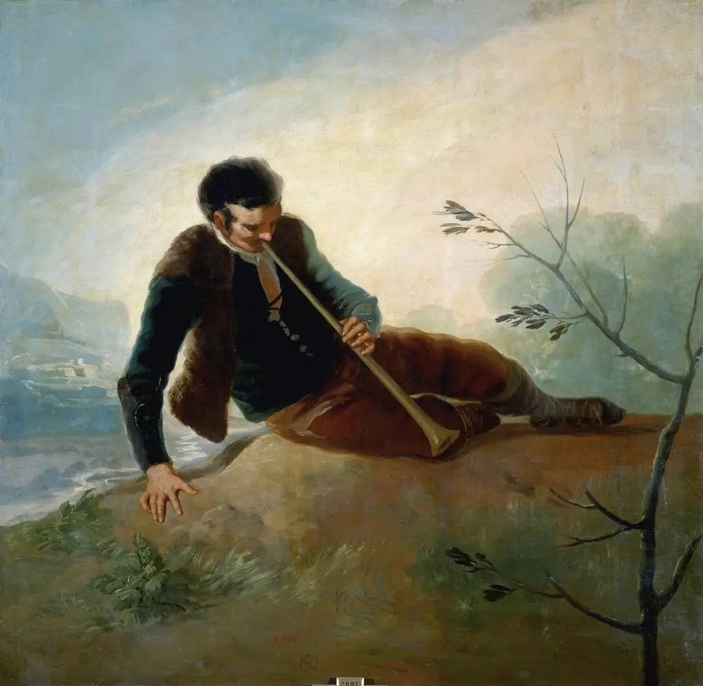 Shepherd playing a Dulzaina, by Francisco Goya, oil, 1794