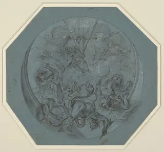 Saint Michael Defeating Heresy and Satan, by Johann Georg Bergmüller, ink, 1730