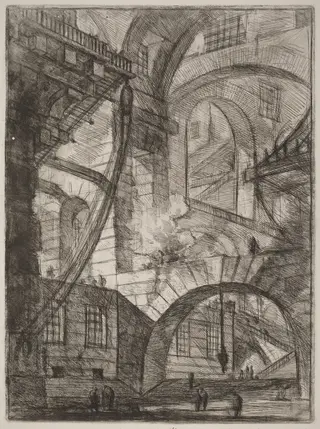 The Smoking Fire, by Giovanni Battista Piranesi, ink, 1754