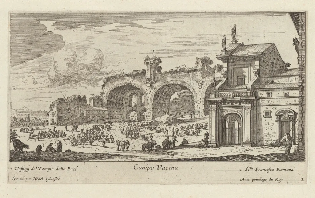 Campo Vacina, by Israël Silvestre, ink, 1650