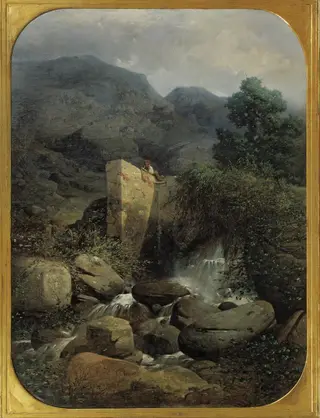 A Country. Memory of the Pyrenees., by José Armet Portanell, oil, 1866