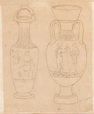Two Greek Vases, by Jacques-Louis David, oil, 1778