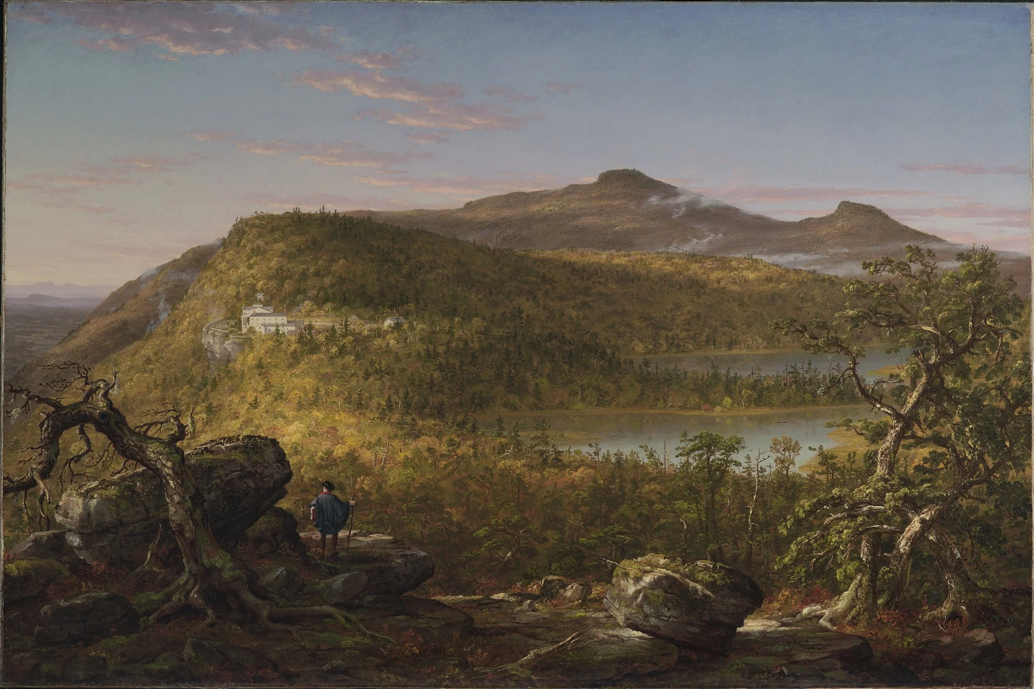 A View of the Two Lakes and Mountain House, Catskill Mountains, Morning, detail