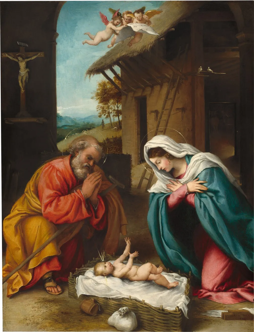 The Nativity, by Lorenzo Lotto, oil, 1523