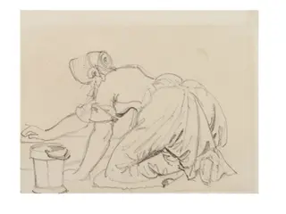 Woman Scrubbing the Floor, by Daniel Maclise, 1825