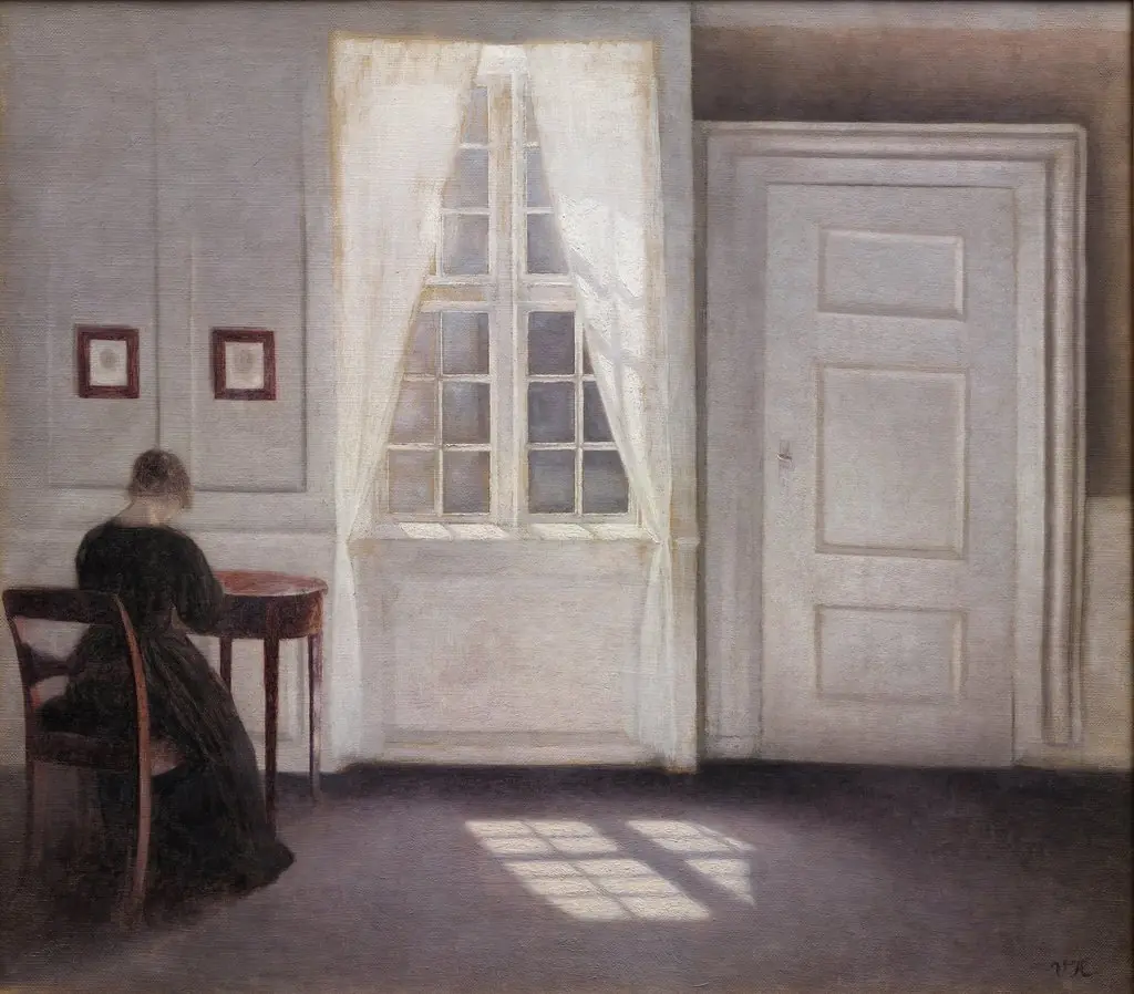 Interior in Strandgade, Sunlight on the Floor, by Vilhelm Hammershøi, oil, 1901