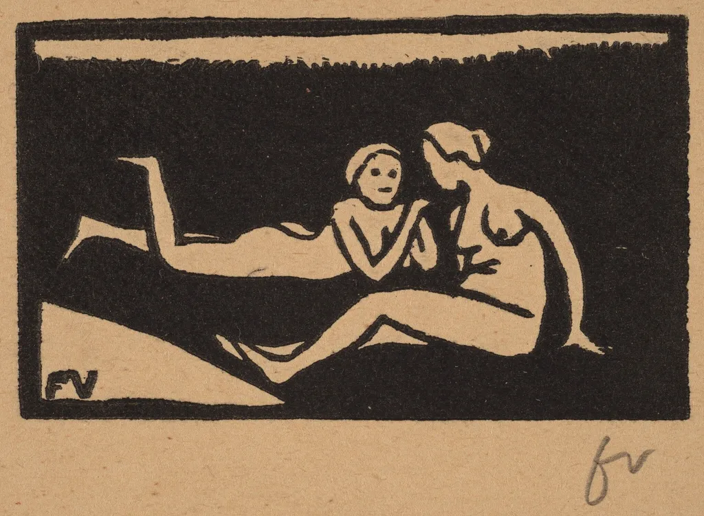 Bathers on the Grass (Baigneuses étendues sur l'herbe), by Félix Vallotton, ink, 1893