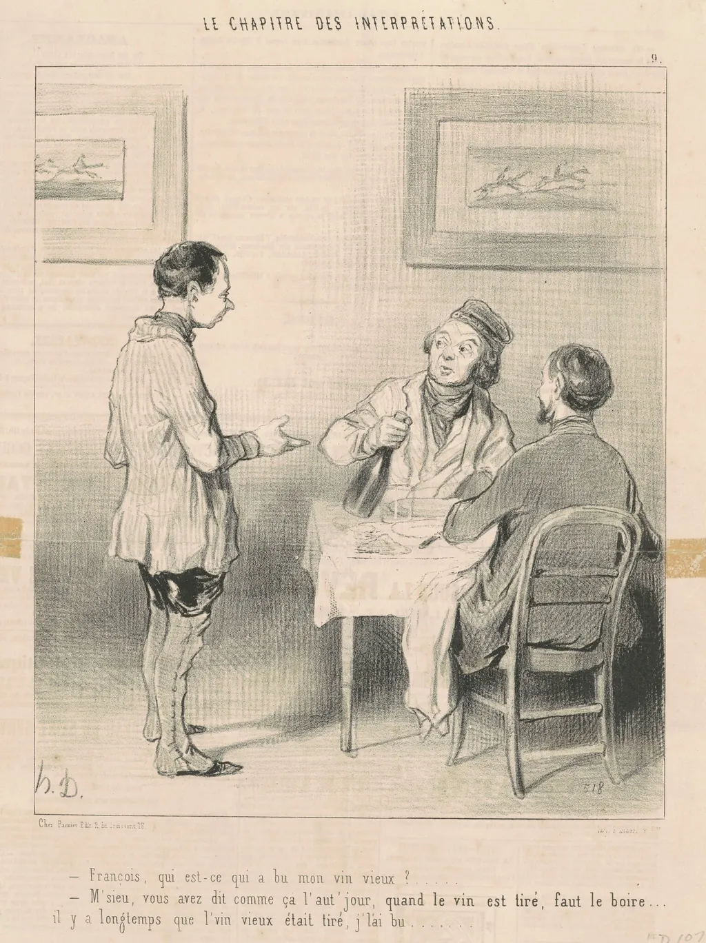 François, qui est-ce qui a bu mon vin ..., by Honoré Daumier, ink, 1843
