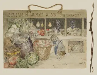 Benjamin Bunny & Son Greengrocers, by Beatrix Potter, watercolor, 1891