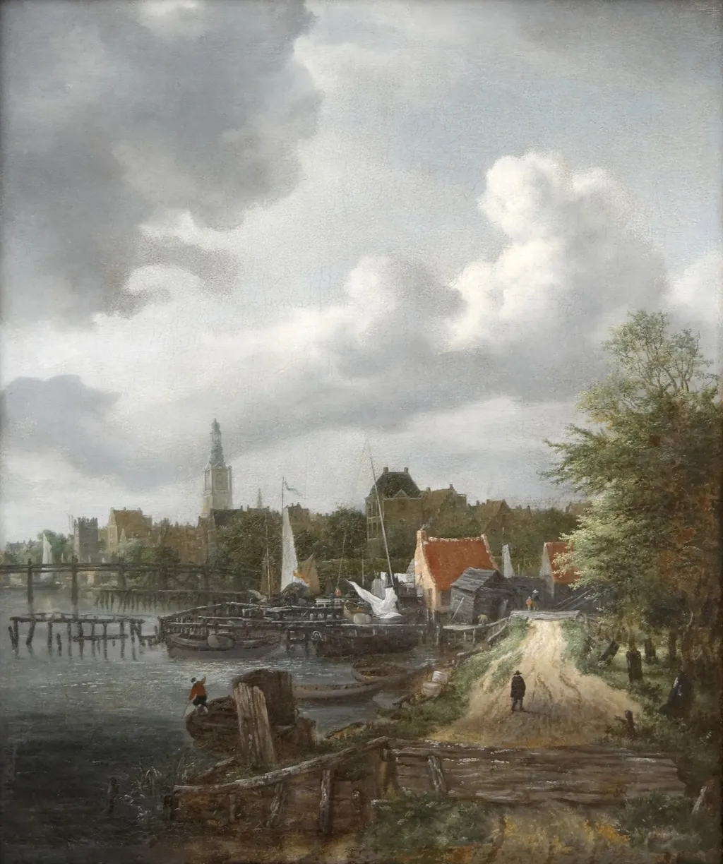 View of Binnen-Amstel in Amsterdam, by Jacob van Ruisdael, oil, 1656
