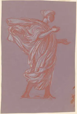 Study for "Greek Girls Bathing", by Elihu Vedder, crayon, 1872