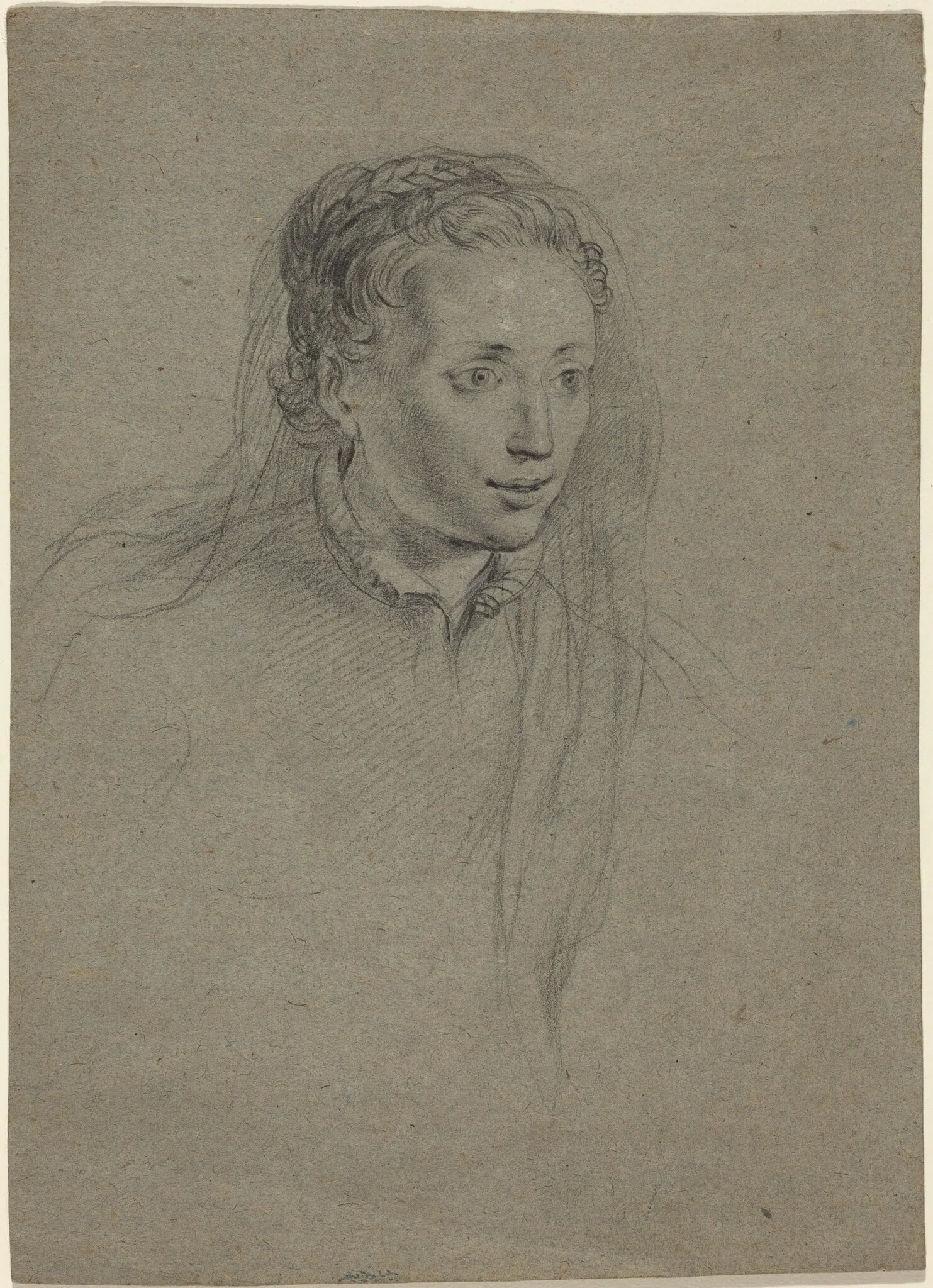 Young Woman with Braided Hair and a Veil, detail