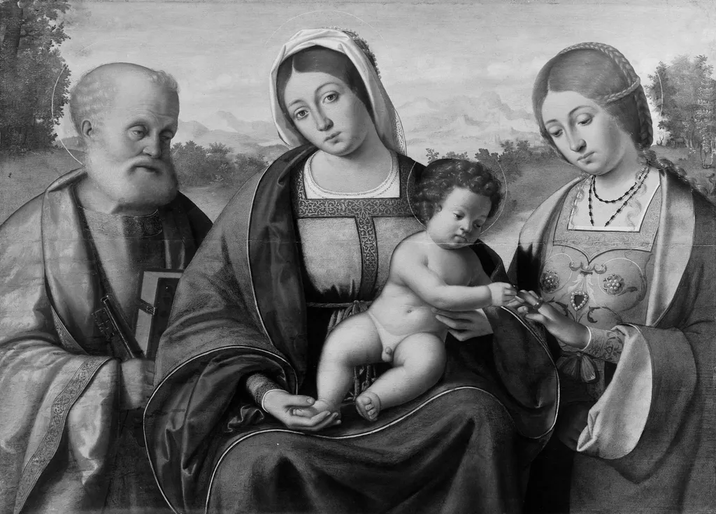 The engagement of Saint Catherine, by Andrea Previtali, paint, 1510