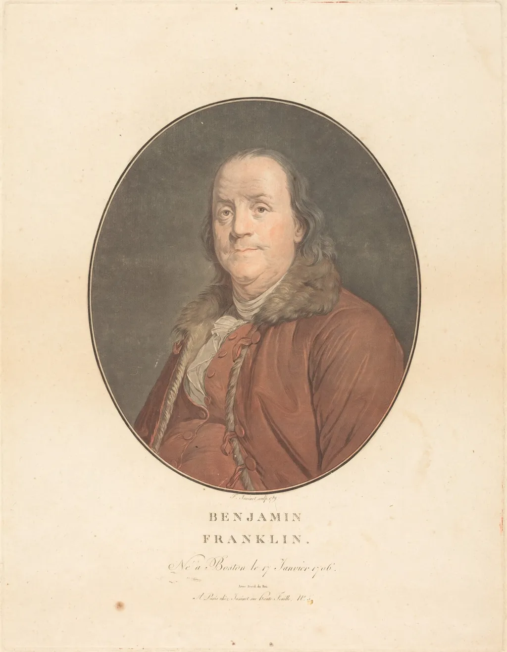 Benjamin Franklin, by Joseph Siffred Duplessis, ink, 1789