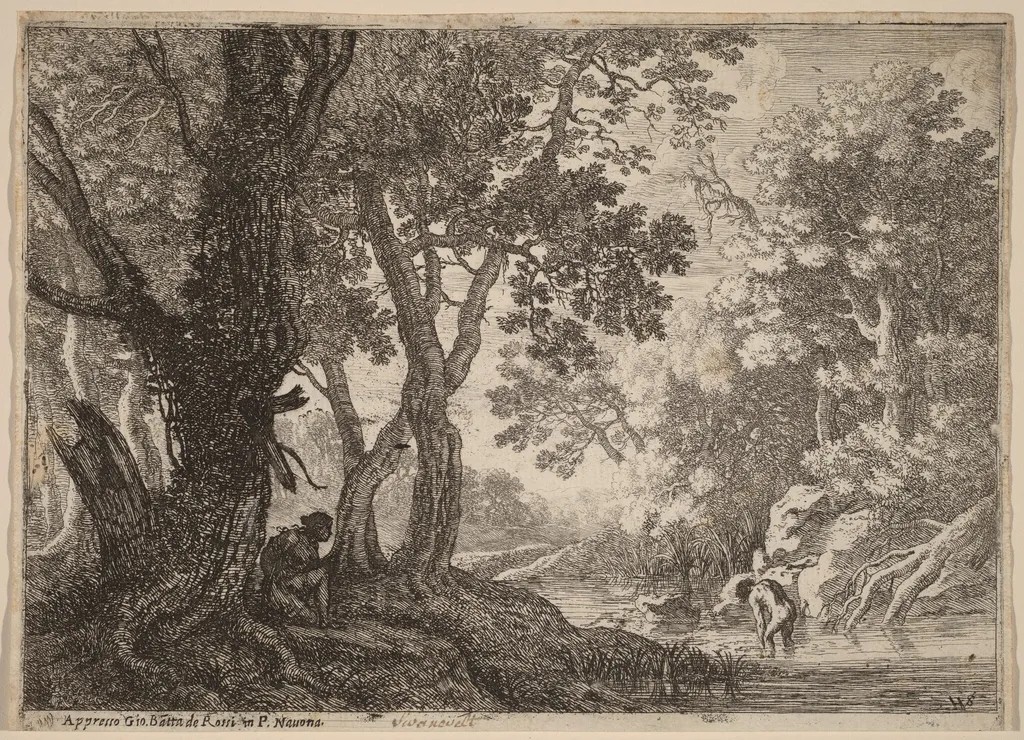 Salmacis and Hermaphroditus, by Herman van Swanevelt, ink, 1628