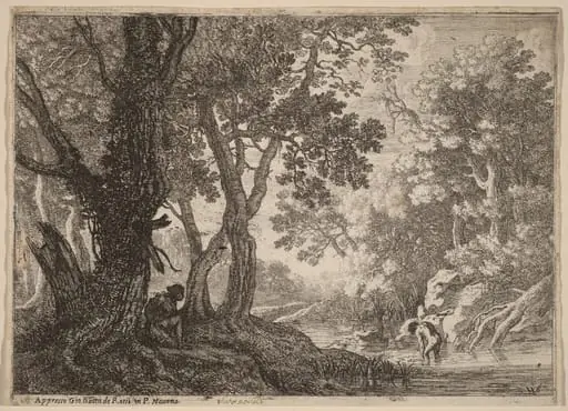 Salmacis and Hermaphroditus, by Herman van Swanevelt, ink, 1628