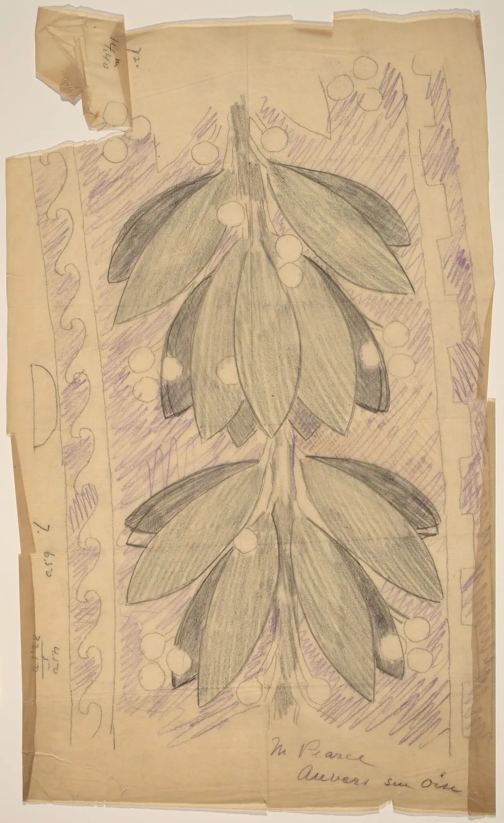 Tracing of a Border Design, by Charles Sprague Pearce, graphite, 1894
