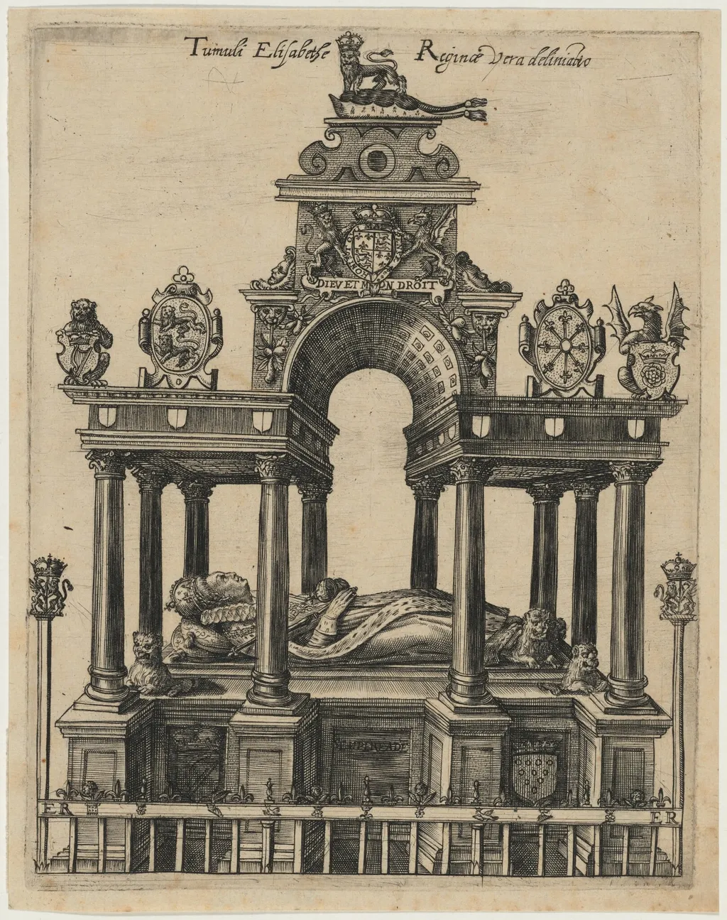 Elizabeth's Tomb, by Magdalena van de Passe, ink, 1620