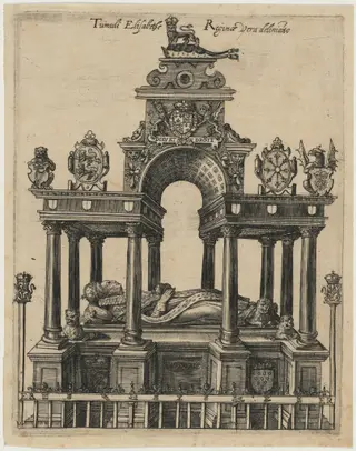Elizabeth's Tomb, by Magdalena van de Passe, ink, 1620