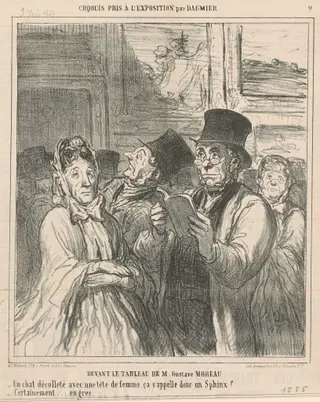 Devant le tableau de M. G. Moreau, by Honoré Daumier, ink, 1864