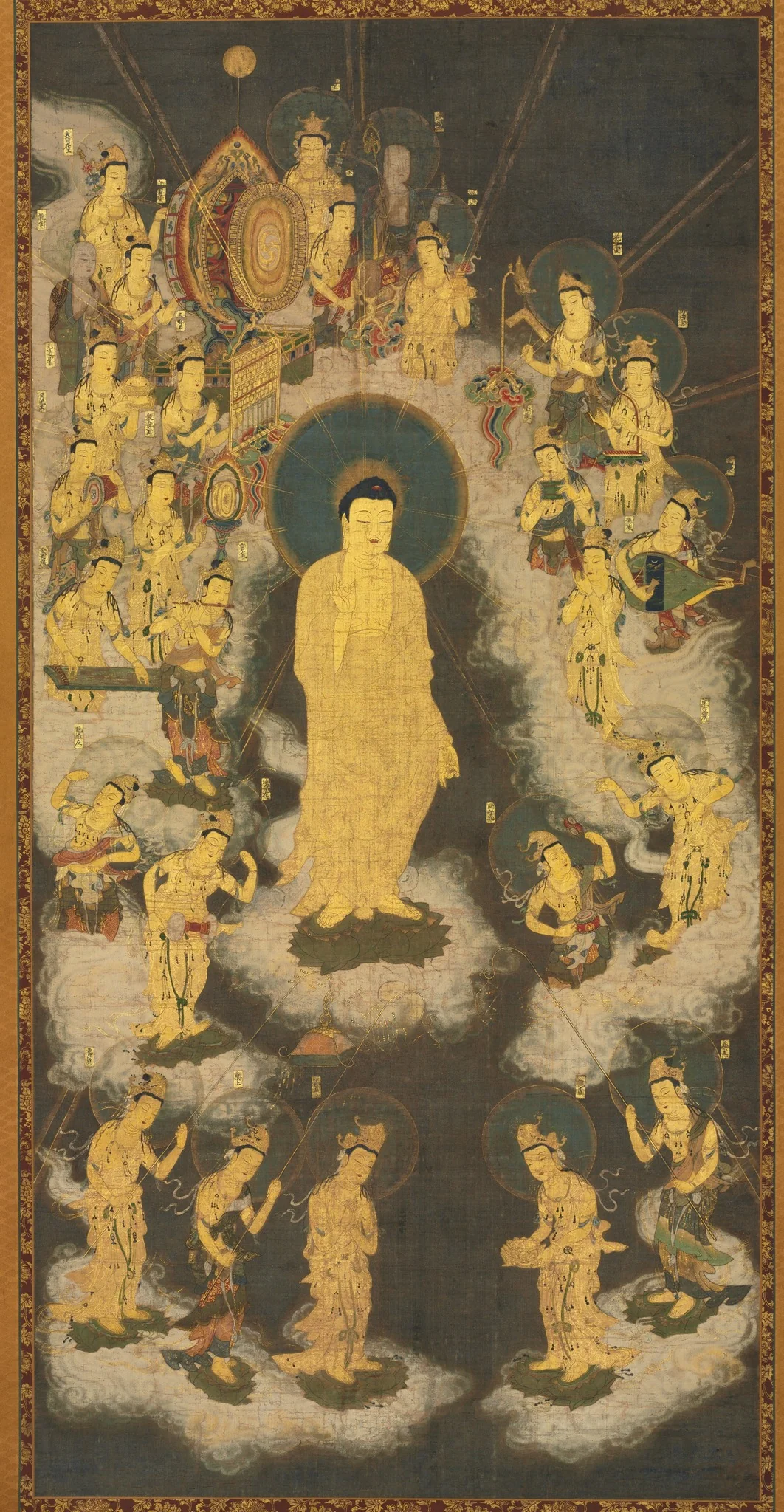 Welcoming Descent of Amida (Amida Raigō), detail